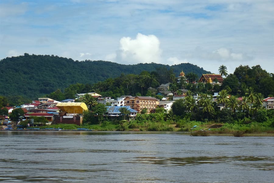 Mekong River and the Town in Huay Xai, Laos